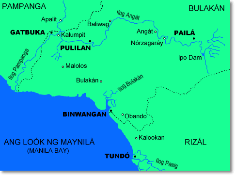 Map of towns mentioned in the Laguna Copperplate Inscription